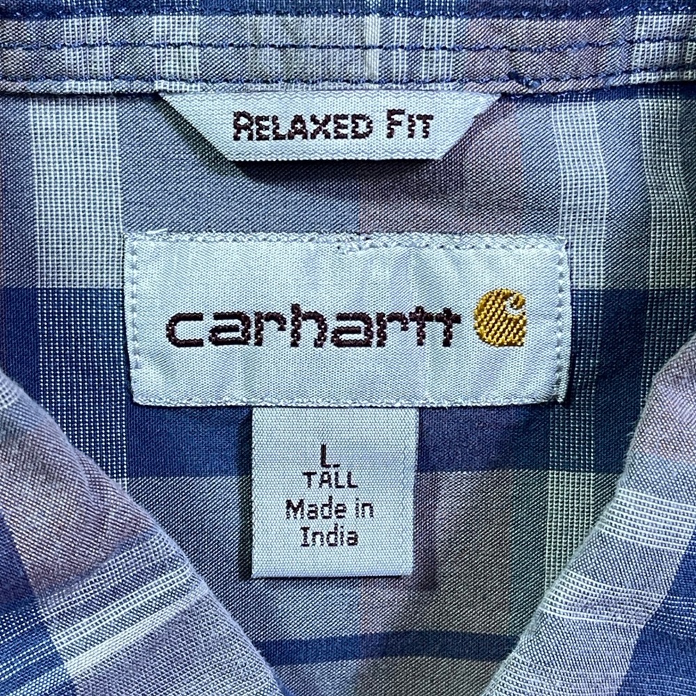 Carhartt Men's Relaxed Fit Tall Long Sleeve Plaid Button Up Shirt‎ L - Picture 9 of 14